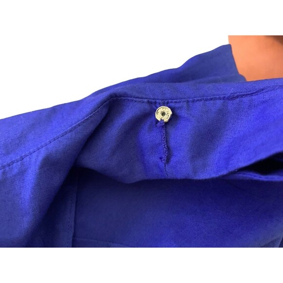 J.Crew Sleeveless Dress Women's Size 2 Faux Wrap Lined Ruffle Neck Cobalt Blue - Picture 15 of 16